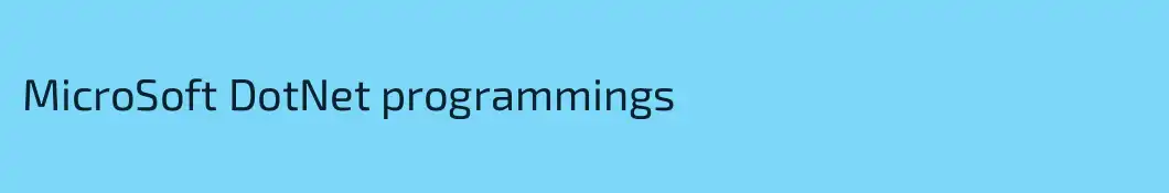 MicroSoft DotNet programmings